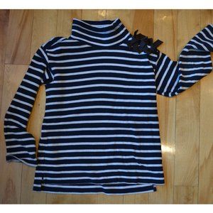 Crewcuts Girls (8) Navy Blue Striped Turtleneck with Bows